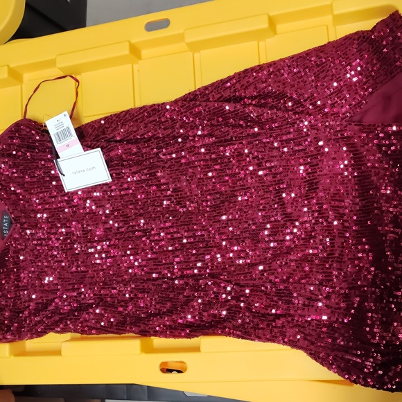 1.STATE 1.STATE Womens Sleeveless Sequin dress  Burgundy 10 - Picture 4 of 17